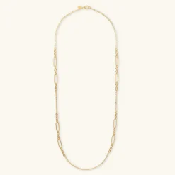 Collana Lunga Catena Rolo con Station di Maglie Alternate