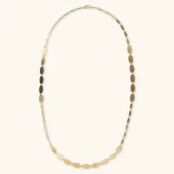 Collana Lunga con Elementi Ovali Satinati
