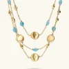 Collana Multifilo Catena Grumetta con Sfere Golden e Pietra Naturale Quarzo