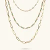 Collana Multifilo Catena Forzatina Allungata e Pietre Naturali Sfaccettate