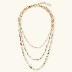 Collana Multifilo Catena Forzatina Allungata e Pietre Naturali Sfaccettate