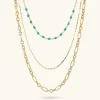 Collana Multifilo Diamantata con Pietra Naturale Turchese