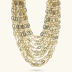 Collana Multifilo Graduata Catena Ovale Martellata
