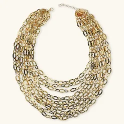 Collana Multifilo Graduata Catena Ovale Martellata