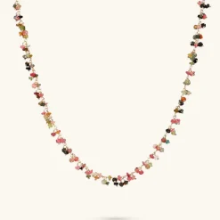 Collana Rosario con Pietra Naturale Tormalina Multicolore