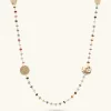 Collana Rosario con Pietra Naturale Tormalina Multicolore e Dischi Martellati