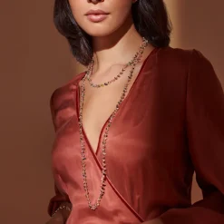 Collana Rosario con Pietra Naturale Tormalina Multicolore