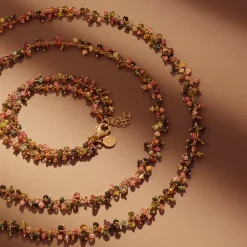 Collana Rosario con Pietra Naturale Tormalina Multicolore