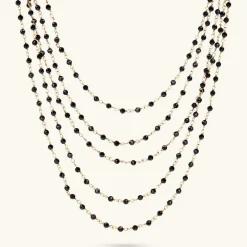 Collana Rosario Multifilo con Pietra Naturale Spinello Nero