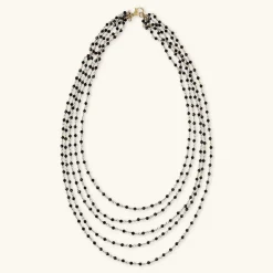 Collana Rosario Multifilo con Pietra Naturale Spinello Nero