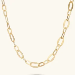 Collana Satinata con Maglie Ovali Alternate