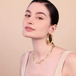 Collana Satinata con Maglie Ovali Alternate