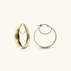 Orecchini a Cerchio Grandi Martellati placcati Oro Giallo 18Kt Graduati Diametro 3cm