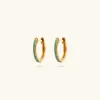 Orecchini a Cerchio in Argento 925 Placcati Oro Giallo 18kt con Pietre Naturali o Cubic Zirconia