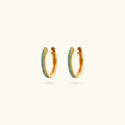 Orecchini a Cerchio in Argento 925 Placcati Oro Giallo 18kt con Pietre Naturali o Cubic Zirconia