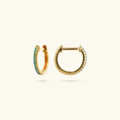 Orecchini a Cerchio in Argento 925 Placcati Oro Giallo 18kt con Pietre Naturali o Cubic Zirconia