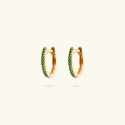 Orecchini a Cerchio in Argento 925 Placcati Oro Giallo 18kt con Pietre Naturali o Cubic Zirconia