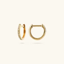Orecchini a Cerchio in Argento 925 Placcati Oro Giallo 18kt con Pietre Naturali o Cubic Zirconia
