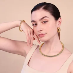 Orecchini a Cerchio Tubogas in Argento 925 placcato Oro Giallo 18kt