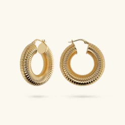 Orecchini a Cerchio Tubogas in Argento 925 placcato Oro Giallo 18kt