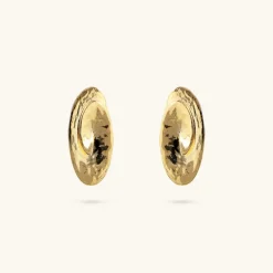 Orecchini a Lobo Ovali Martellati Design Spirale