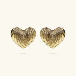 Orecchini Cuore a Lobo Texture Rigata