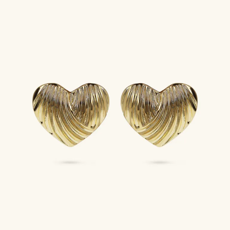 Orecchini Cuore a Lobo Texture Rigata