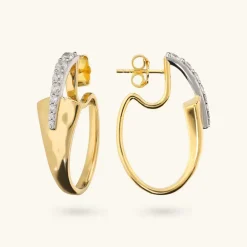 Orecchini Ovali Martellati con Pavé di Cubic Zirconia