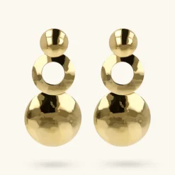 Orecchini Pendenti con Anello e Disco Martellati