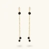 Orecchini Pendenti Multifilo in Argento 925 Placcati Oro Giallo 18kt con Pietre Naturali