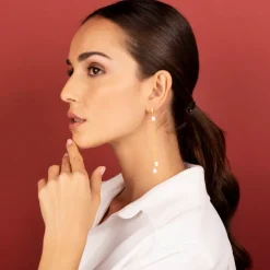 Orecchini Pendenti Multifilo in Argento 925 Placcati Oro Giallo 18kt con Pietre Naturali