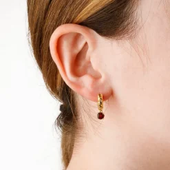 Orecchini Pendenti Traforati in Argento 925 Placcati Oro Giallo 18kt con Pietra Naturale