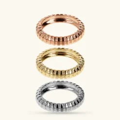 Set di Anelli Tricolore Texture Rigata