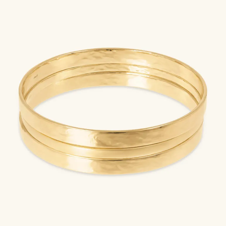Set Tre Bracciali Rigidi Martellati e Satinati