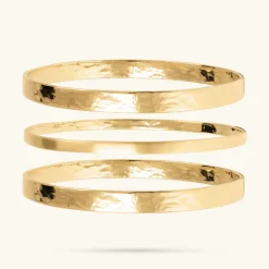 Set Tre Bracciali Rigidi Martellati e Satinati